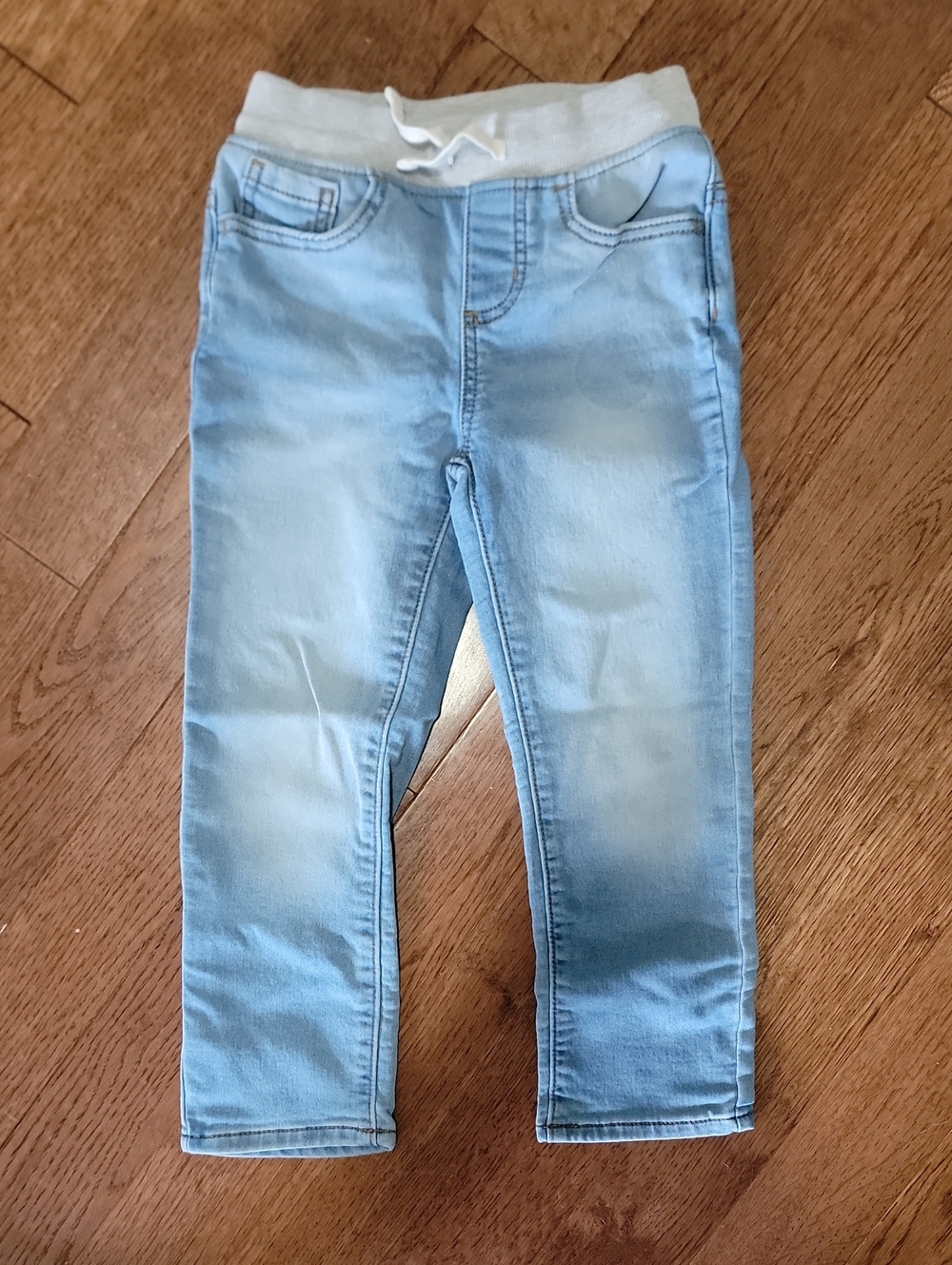 Wonder Nation Light Wash Pull-On Jeans with Elastic Waist